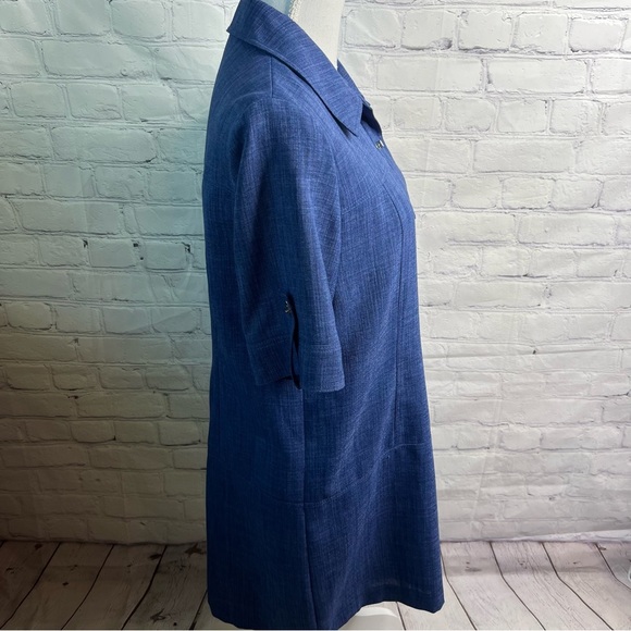 TAHARI Blue Stretch Denim Look Turn Lock Dress 8 Petite - Picture 4 of 11